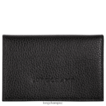 Men Black Longchamp Le Foulonne Card holder Leather Goods L06408653