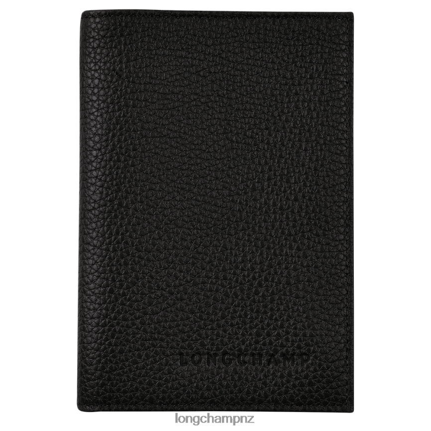Men Black Longchamp Le Foulonne Passport cover Leather Goods L06408724 - Image 1