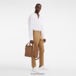 Men Caramel Longchamp Le Foulonne Briefcase Bags L06408477 - Image 2
