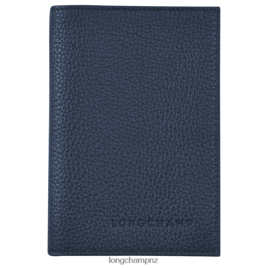 Men Navy Longchamp Le Foulonne Passport cover Leather Goods L06408730 - Image 1