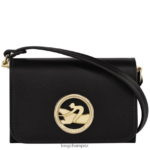 Women Black Longchamp Box-Trot Coin purse with shoulder strap Leather Goods L06408516