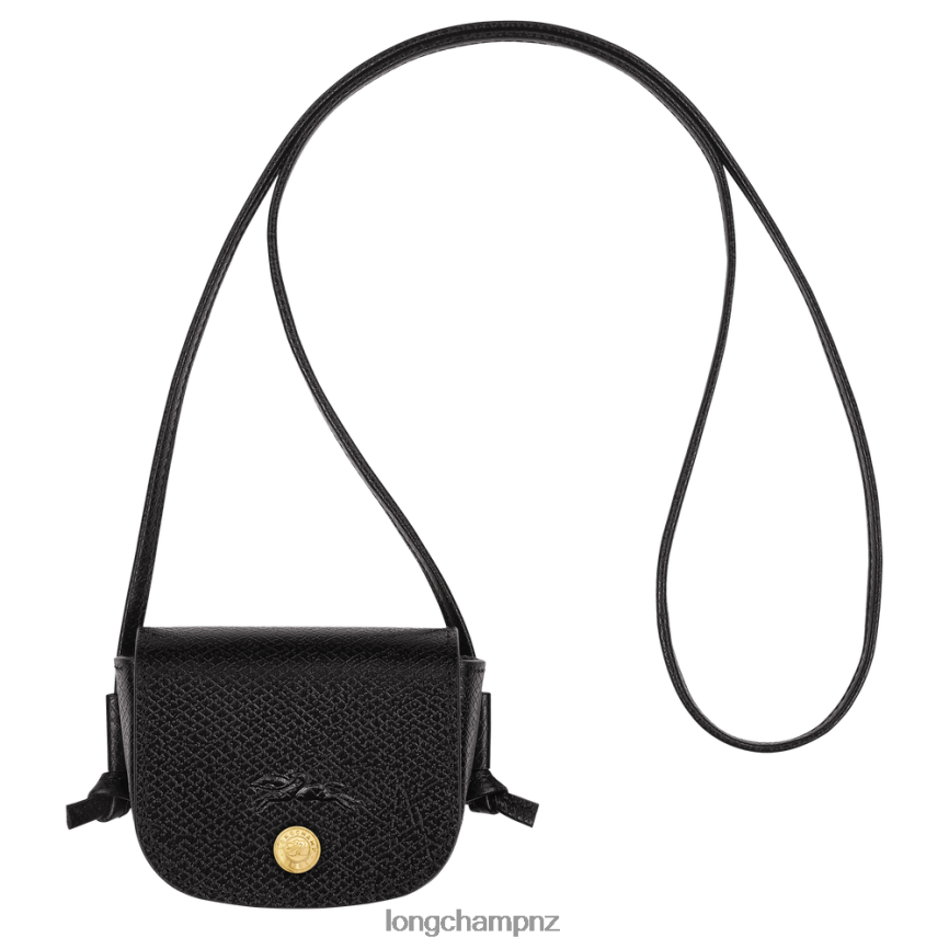 Women Black Longchamp Epure Coin purse with leather lace Leather Goods L06408531 - Image 1