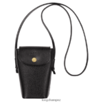 Women Black Longchamp Epure Phone case with leather lace Leather Goods L06408706