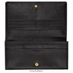 Women Black Longchamp Le Foulonne Continental wallet Leather Goods L06408609 - Image 2