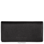 Women Black Longchamp Le Foulonne Continental wallet Leather Goods L06408609