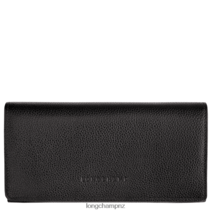 Women Black Longchamp Le Foulonne Continental wallet Leather Goods L06408609