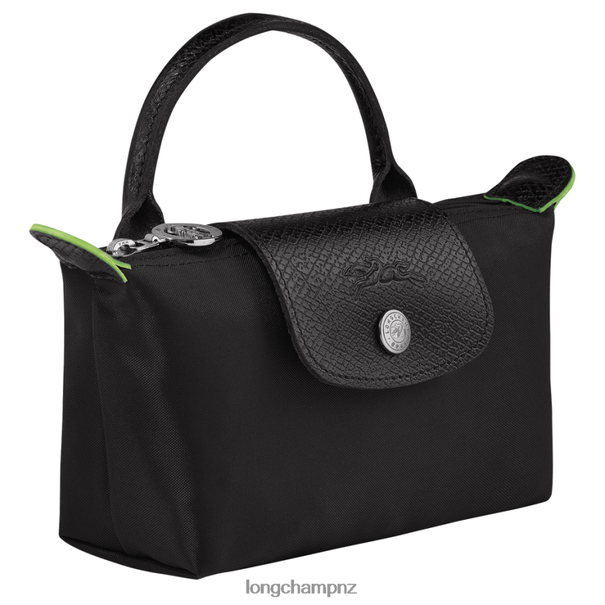 Women Black Longchamp Le Pliage Green Pouch with handle Leather Goods L06408669 - Image 3