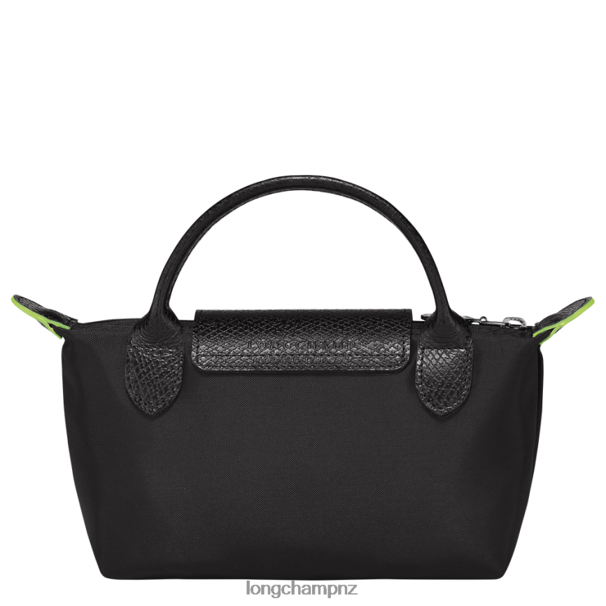 Women Black Longchamp Le Pliage Green Pouch with handle Leather Goods L06408669 - Image 4