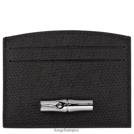 Women Black Longchamp Roseau Card holder Leather Goods L06408636