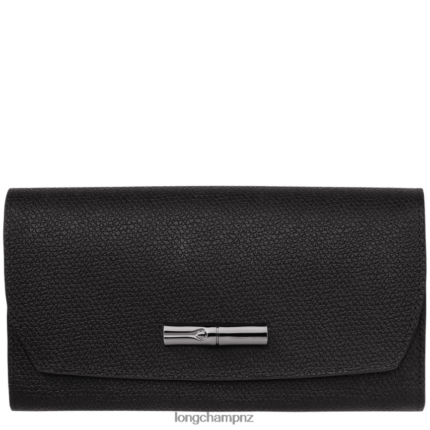 Women Black Longchamp Roseau Continental wallet Leather Goods L06408587