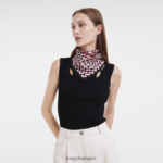 Women Black Longchamp Spring/Summer 2023 Collection Silk scarf 50 Accessories L064081014 - Image 2