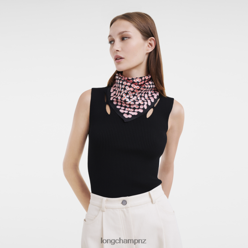 Women Black Longchamp Spring/Summer 2023 Collection Silk scarf 50 Accessories L064081014 - Image 2