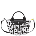 Women Black/White Longchamp Le Pliage LGP Handbag Bags L0640889