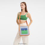 Women Blue/Orange Longchamp Le Foulonne Zipped crossbody bag Bags L06408260 - Image 2