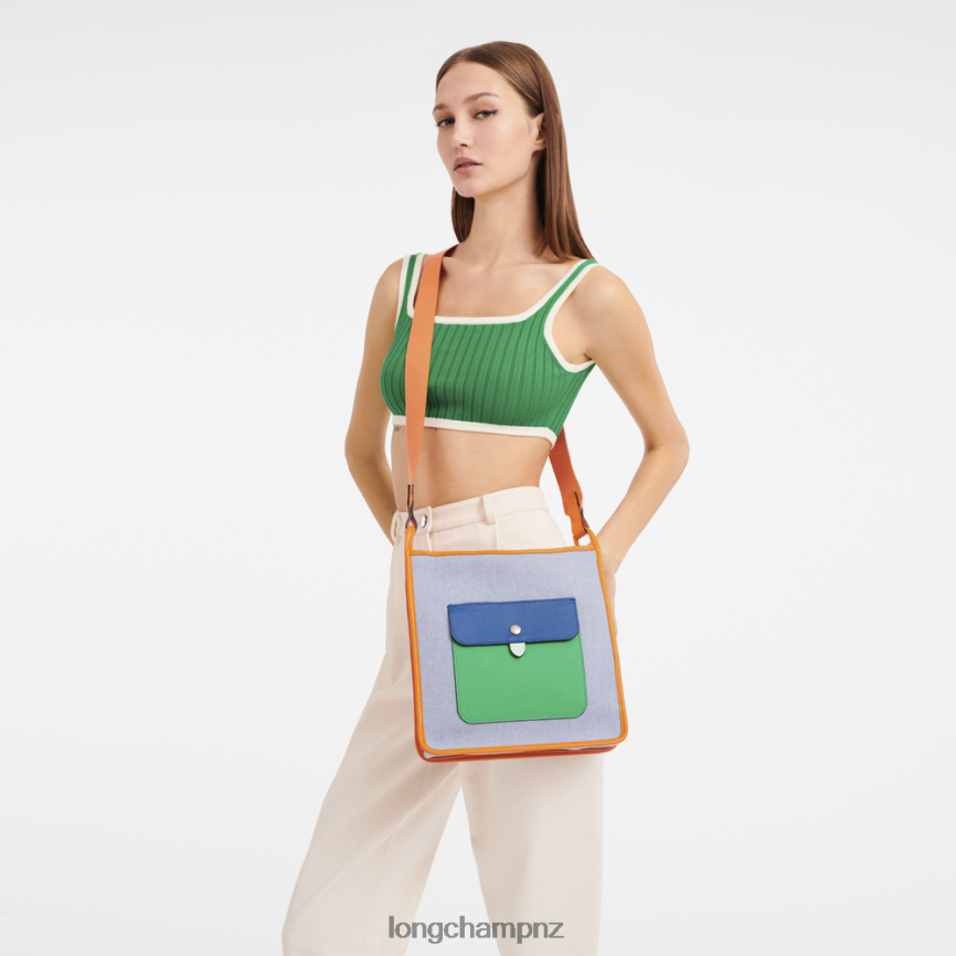 Women Blue/Orange Longchamp Le Foulonne Zipped crossbody bag Bags L06408260 - Image 2