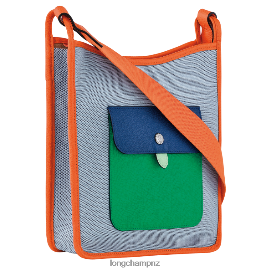 Women Blue/Orange Longchamp Le Foulonne Zipped crossbody bag Bags L06408260 - Image 3