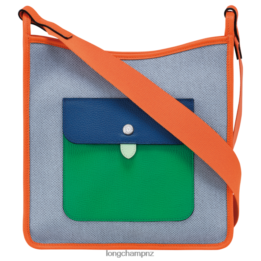 Women Blue/Orange Longchamp Le Foulonne Zipped crossbody bag Bags L06408260 - Image 1