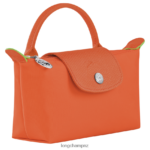 Women Carot Longchamp Le Pliage Green Pouch with handle Leather Goods L06408674 - Image 3