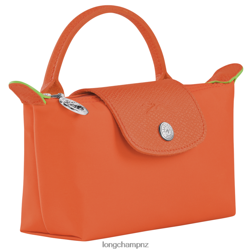 Women Carot Longchamp Le Pliage Green Pouch with handle Leather Goods L06408674 - Image 3