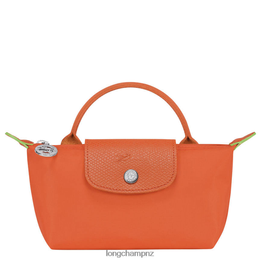Women Carot Longchamp Le Pliage Green Pouch with handle Leather Goods L06408674 - Image 1