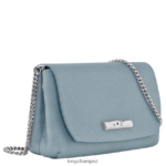 Women Cloud Blue Longchamp Roseau Clutch Leather Goods L06408254 - Image 3
