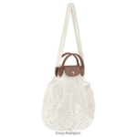 Women Ecru Longchamp Le Pliage filet Mesh bag Bags L0640866 - Image 3