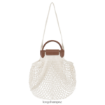 Women Ecru Longchamp Le Pliage filet Mesh bag Bags L0640866 - Image 4
