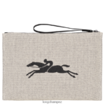 Women Ecru Longchamp Roseau Pouch Leather Goods L06408681 - Image 4