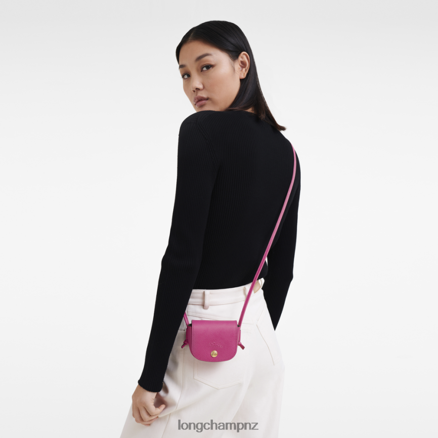 Women Fuchsia Longchamp Epure Coin purse with leather lace Leather Goods L06408535 - Image 2