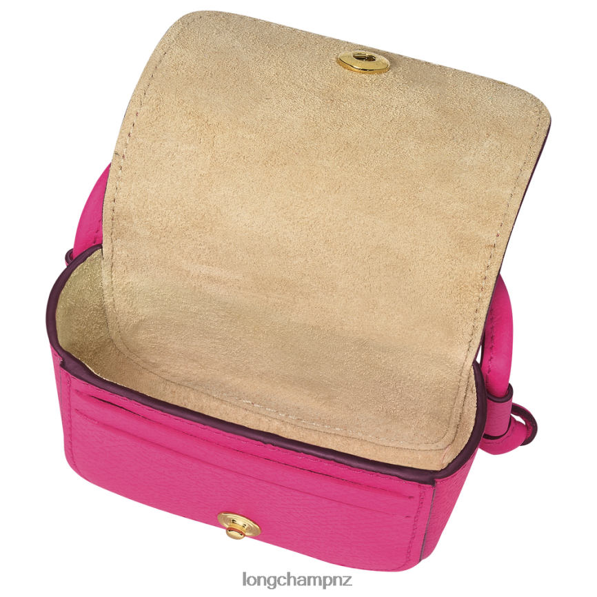 Women Fuchsia Longchamp Epure Coin purse with leather lace Leather Goods L06408535 - Image 4