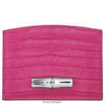 Women Fuchsia Longchamp Roseau Card holder Leather Goods L06408642