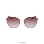 Women Gold/Brown Longchamp Fall/Winter 2022 Collection Sunglasses Accessories L06408904