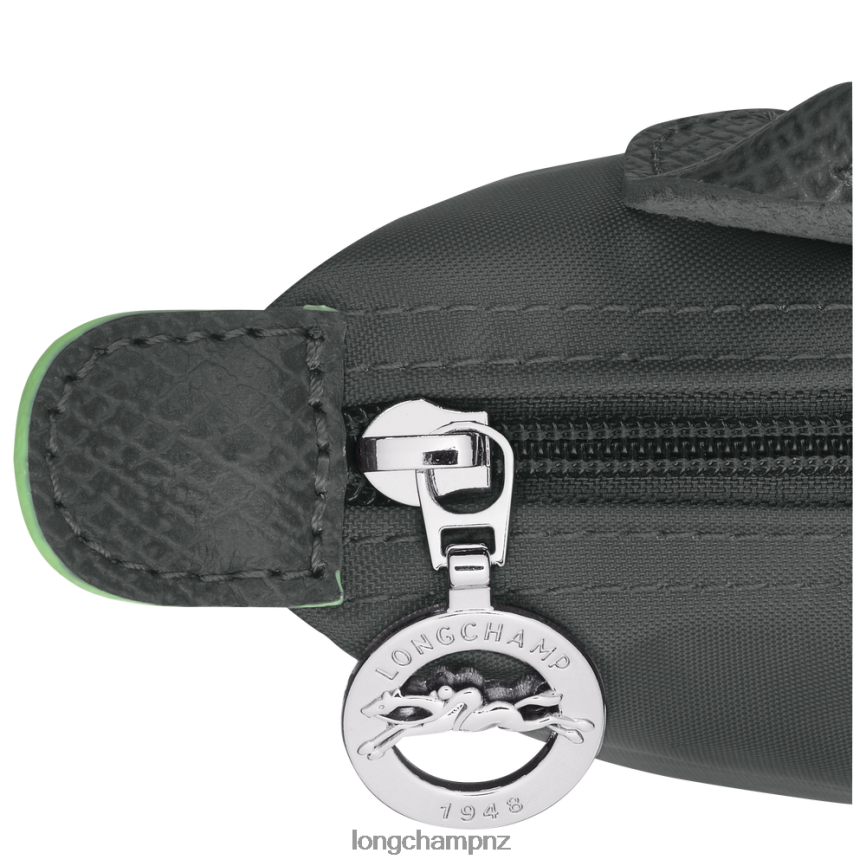 Women Graphite Longchamp Le Pliage Green Pouch with handle Leather Goods L06408672 - Image 5
