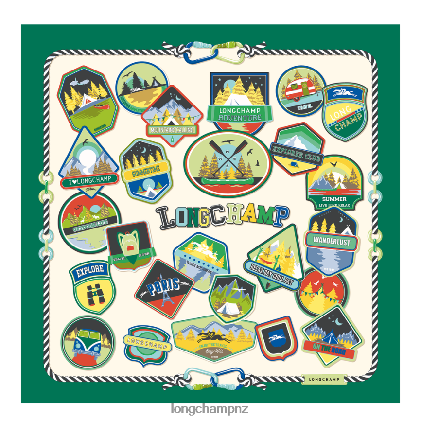 Women Grass/Green Light Longchamp Spring/Summer 2023 Collection Silk scarf 90 Accessories L064081058 - Image 1
