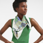 Women Grass/Green Light Longchamp Spring/Summer 2023 Collection Silk scarf 90 Accessories L064081061 - Image 2