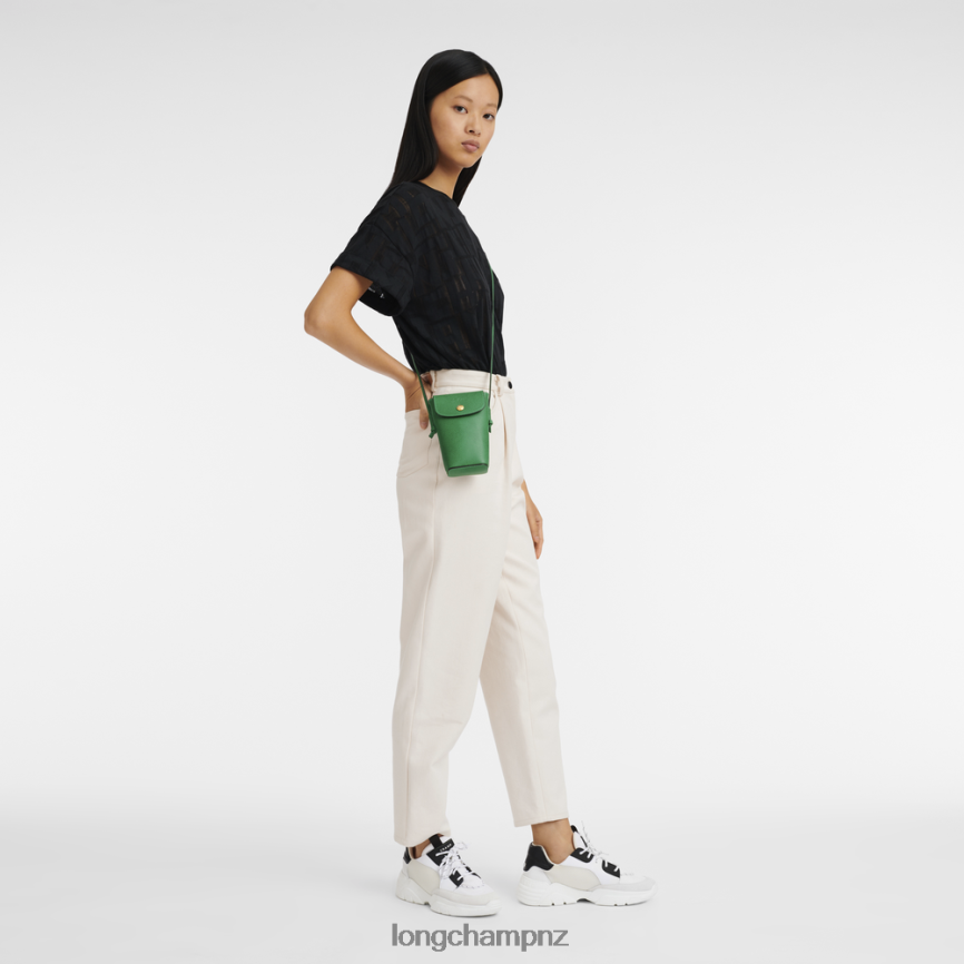 Women Green Longchamp Epure Phone case with leather lace Leather Goods L06408709 - Image 2