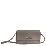 Women Grey Longchamp Roseau Essential Clutch Leather Goods L0640811