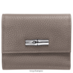 Women Grey Longchamp Roseau Essential Compact wallet Leather Goods L06408570