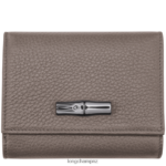 Women Grey Longchamp Roseau Essential Wallet Leather Goods L06408573