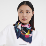 Women Multicolor Longchamp Spring/Summer 2023 Collection Silk scarf 90 Accessories L064081049 - Image 2
