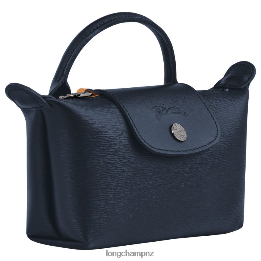 Women Navy Longchamp Le Pliage City Pouch with handle Leather Goods L06408680 - Image 2