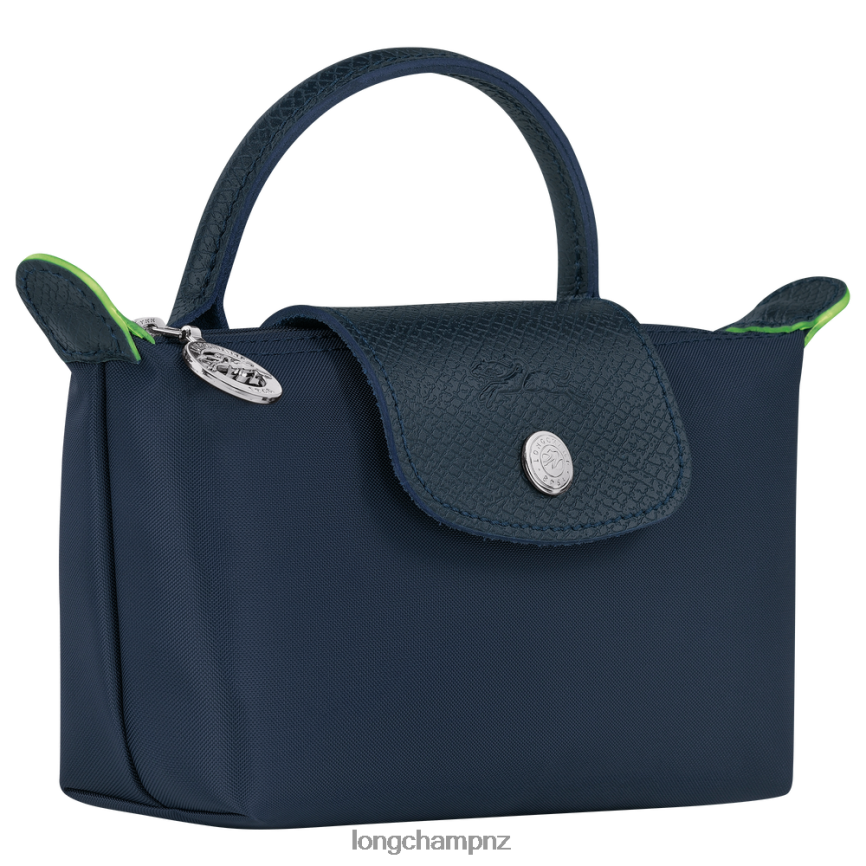 Women Navy Longchamp Le Pliage Green Pouch with handle Leather Goods L06408673 - Image 3