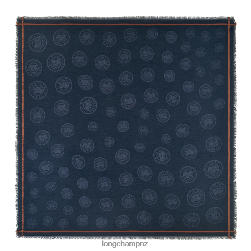 Women Navy Longchamp Spring/Summer 2023 Collection Shawl Accessories L06408979 - Image 1