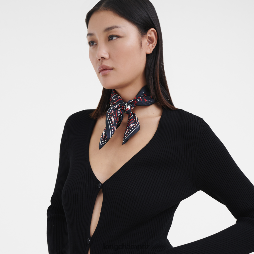 Women Navy Longchamp Spring/Summer 2023 Collection Silk scarf 50 Accessories L064081015 - Image 2