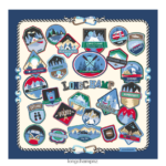 Women Navy Longchamp Spring/Summer 2023 Collection Silk scarf 90 Accessories L064081056