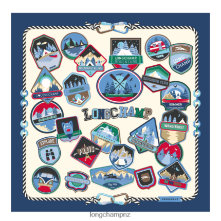 Women Navy Longchamp Spring/Summer 2023 Collection Silk scarf 90 Accessories L064081056