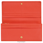 Women Orange Longchamp Le Foulonne Continental wallet Leather Goods L06408603 - Image 2