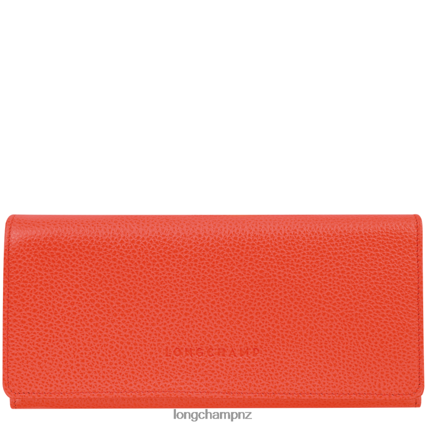 Women Orange Longchamp Le Foulonne Continental wallet Leather Goods L06408603 - Image 1