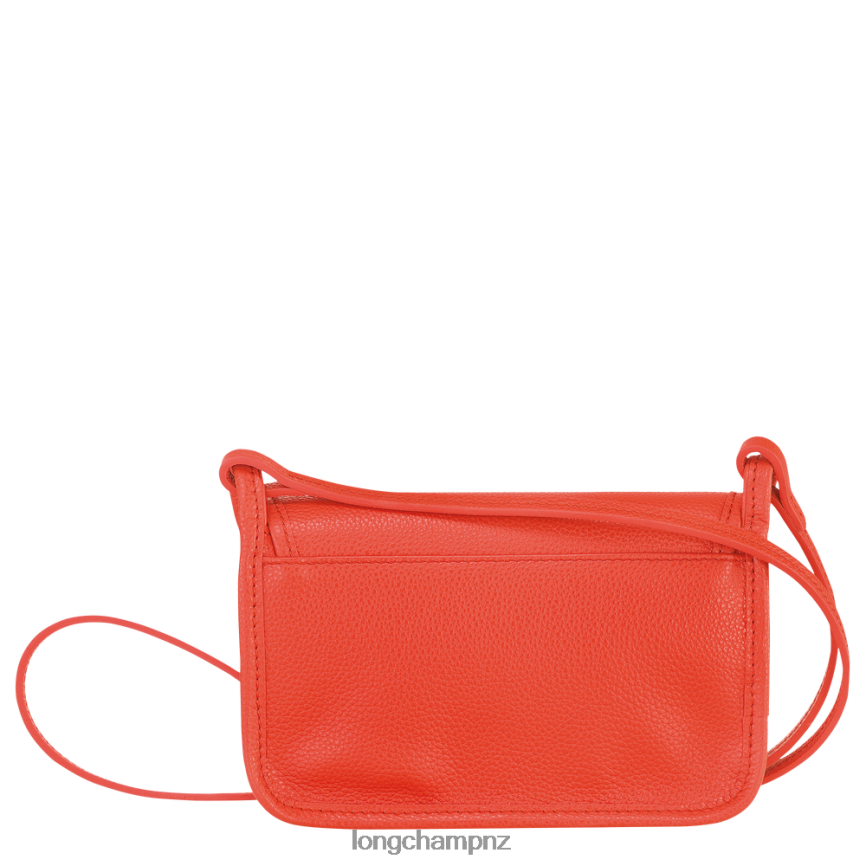Women Orange Longchamp Le Foulonne Wallet on chain Leather Goods L06408328 - Image 4