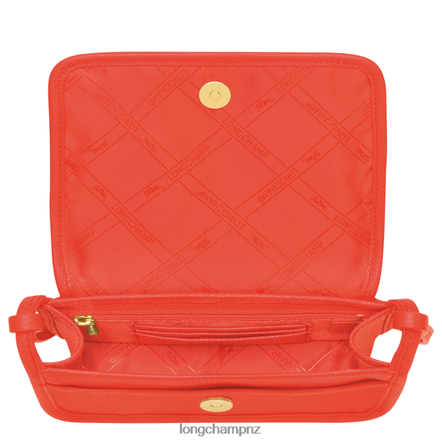 Women Orange Longchamp Le Foulonne Wallet on chain Leather Goods L06408328 - Image 5